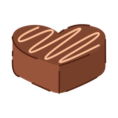 Heart shaped chocolate candy with swirl icing. Vector