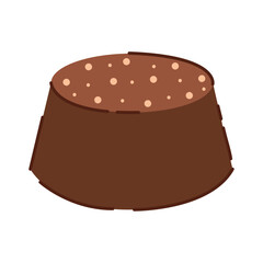 Round chocolate candy with crunchy topping dots. Vector