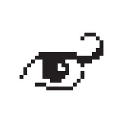 Obraz premium Pixel art eye icon, 8 bit retro style human eyeball, simple computing see symbol