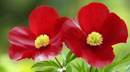 Stunning Closeup of Two Vibrant Red Poppies