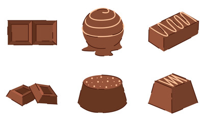 Set of chocolate candy icons. Vector