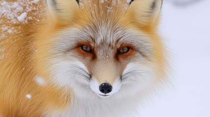 Fototapeta premium Close-up of a red fox in snowy winter. Possible use for nature and wildlife stock photography