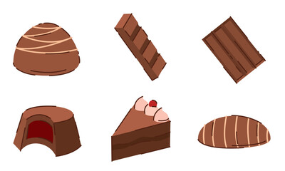 Set of chocolate candy icons. Vector