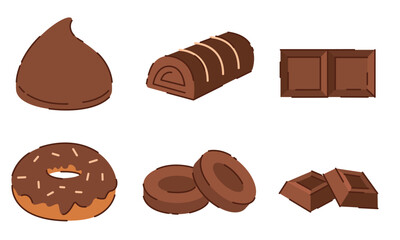 Set of chocolate candy icons. Vector