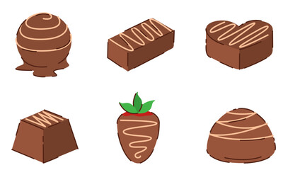Set of chocolate candy icons. Vector