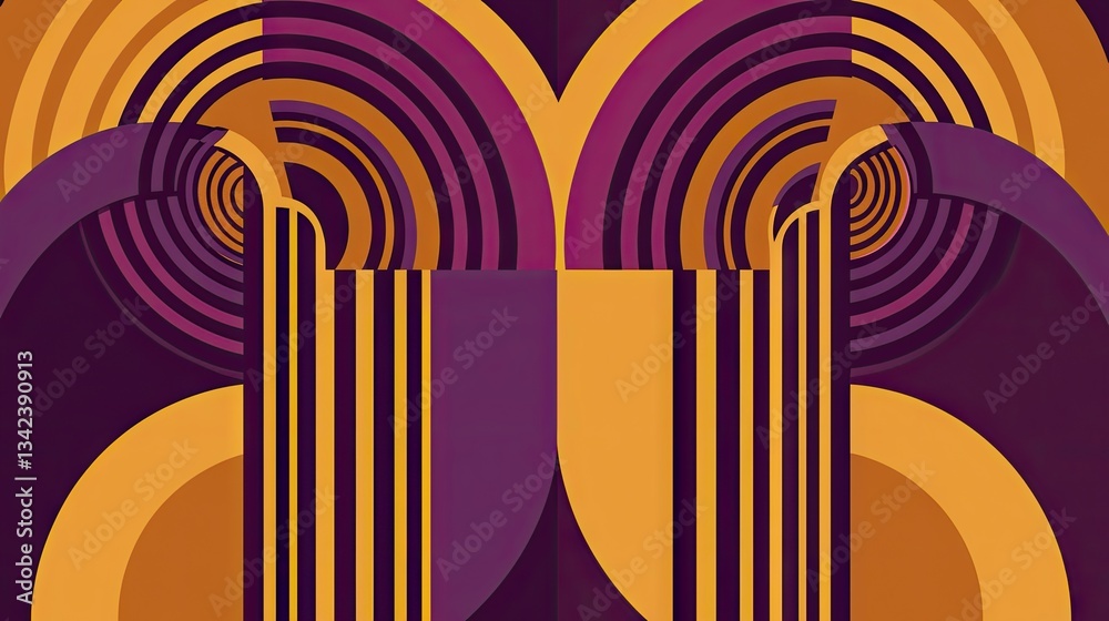 Canvas Prints abstract art-deco vector graphic with circles, lines and bold colors for posters and website headers