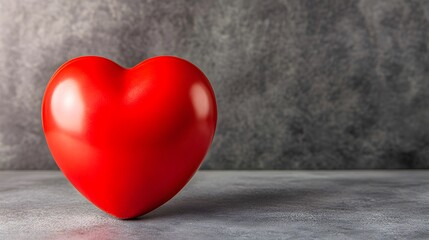 Fototapeta premium Red Heart Shape on Grey Background Valentine's Day Concept