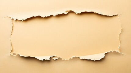 Fototapeta premium Torn Beige Paper Background with Rectangular Hole