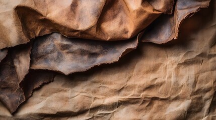 Fototapeta premium Textured Brown Leather Background, Rustic Fabric, Wrinkled Material, Vintage Style