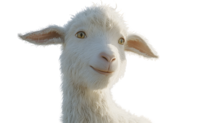 Smiling Lamb Cute Fluffy Farm Animal White Fur Adorable Creature Happy Goat Young Sheep