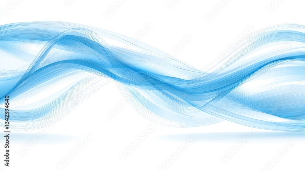 Wall mural abstract blue waves on a white background for website headers or art projects