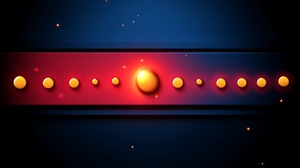 Illuminated Bar with Buttons on Dark Background Showing Progress Bar
