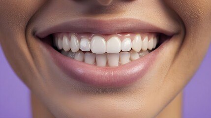 Fototapeta premium Closeup of a Person's Bright, Healthy Smile with White Teeth
