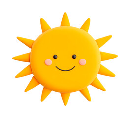 Cute smiling sun with cheerful face and rays, cut out