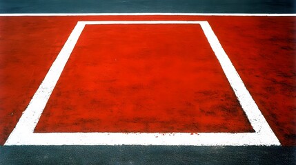 Fototapeta premium Abstract Red and White Geometric Lines on Asphalt Surface