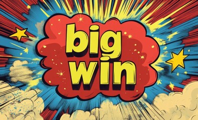 Fototapeta premium Big win message exploding in a colorful comic style