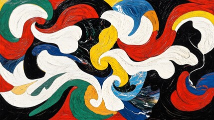 Obraz premium Abstract Colorful Swirls Painting Modern Art