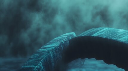 Fototapeta premium Abstract Teal Stone Bridge in Misty Forest Digital Art