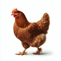 Fototapeta premium Full body of brown chicken hen standing isolated on white background chicken isolated on white background