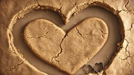 Obraz premium Heart-Shaped Broken Cookie on Baking Sheet
