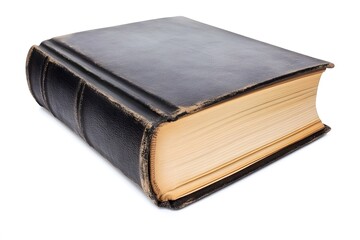 Obraz premium Antique Leather-Bound Book Isolated on White Background