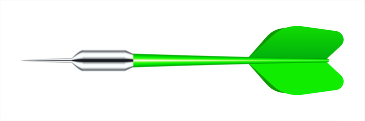 Dart arrow with metal tip and shadow. Dart throwing sport game, dartboard equipment. Vector illustration