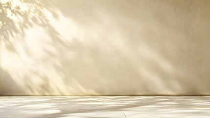 Beige Wall Room Interior Sunlight Shadow Minimalist Background