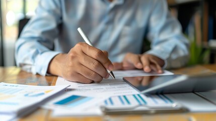 close up of a businessman working on a laptop