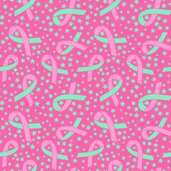 Breast cancer month seamless pink ribbon day mammogram pattern for medical accessories and medicine textiles