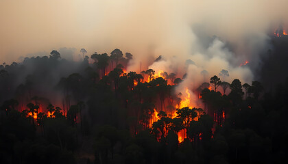 Wildfire Inferno Burning Forest Trees Environmental Disaster