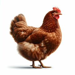 Fototapeta premium Full body of brown chicken hen standing isolated on white background chicken isolated on white background