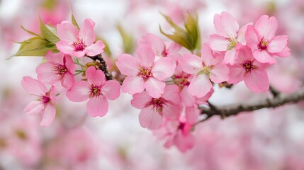 Obraz premium Beautiful Pink Cherry Blossoms Spring Flowers Branch