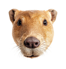 Fototapeta premium Portrait of an otter face with whiskers and expressive eyes, cut out
