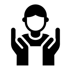 Support employee glyph icon representing workplace assistance and service