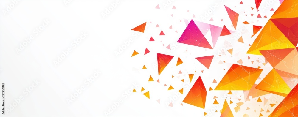 Wall mural a white background with orange and red triangles geometric elements in web development the orange tr
