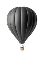 Obraz premium Black hot air balloon isolated on dark background, cut out
