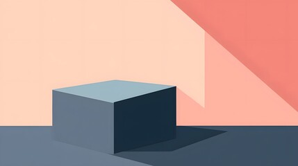 Abstract Minimalist Cube Display Pastel Background