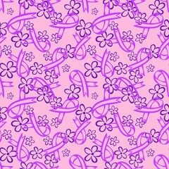 Breast cancer month seamless pink ribbon day mammogram pattern for medical accessories and medicine textiles