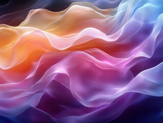 Obraz premium Smooth gradients transitioning into fluid, wave-like shapes, resembling a rainbow veil