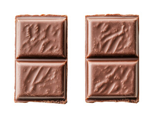 Obraz premium Close-up of two milk chocolate bar pieces, cut out