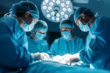 Surgical team conducting a procedure in a state of the art operating room environment