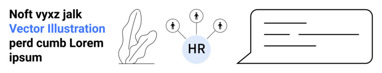 HR hub with upward arrows, foliage, and chat bubble representing teamwork, communication, and employee growth. Ideal for HR platforms, team engagement, hiring, strategy collaboration career growth