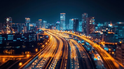 Obraz premium Night city highway blur urban lights