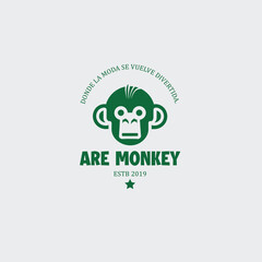 Playful Monkey Mascot Fashion Logo - AreMonkey Modern Branding Design for Clothing, Apparel & Accessories - Editable Vector Template