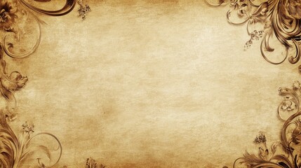 Ornate floral and scroll design adorning a textured antique background