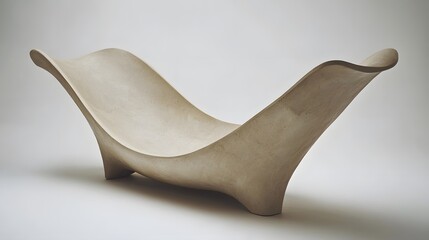 Abstract Beige Concrete Sculpture Modern Minimalist Art