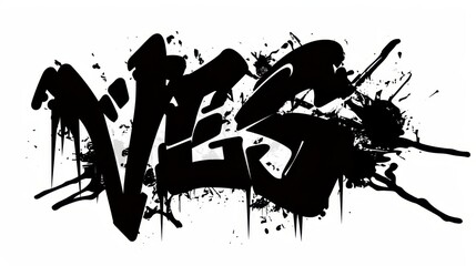 Obraz premium VES! graffiti lettering, typography handwriting font, spray wall art text design