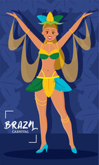 Brazilian samba dancer performing at carnival celebration Vector