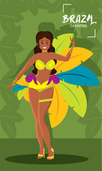 Brazilian samba dancer performing at carnival celebration Vector