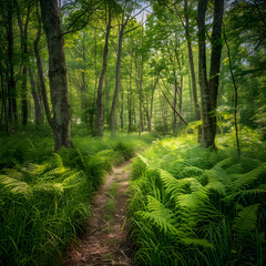 Embracing Tranquility: A Serene Journey through a Nature Trail in Vermont.